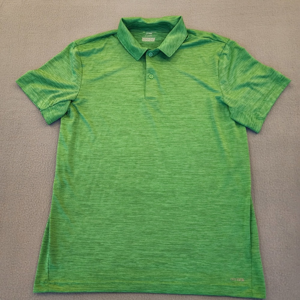 Tek Gear DryTek Mens Green Space Dye Short Sleeve Golf Polo Shirt Medium